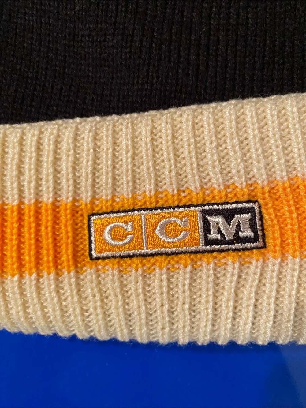 CCM Bruins Black and Yellow Pom Beanie Hat - Picture 3 of 5